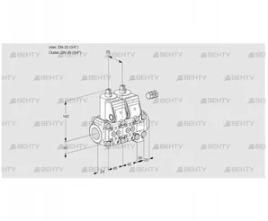 VCS1E20R/20R05NNVWR/PPPP/PPPP (88106737) Сдвоенный газовый клапан Kromschroder