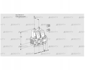 VCS1E25R/20R05FNNVWR3/PPPP/PPPP (88101756) Сдвоенный газовый клапан Kromschroder