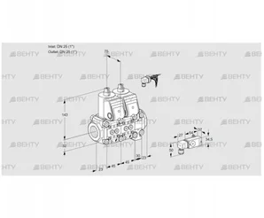 VCS1E25R/25R05NNVWR/1--4/MMMM (88107593) Сдвоенный газовый клапан Kromschroder