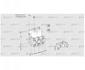 VCS1E15R/15R05NNWL3/4-PP/3-PP (88101047) Сдвоенный газовый клапан Kromschroder