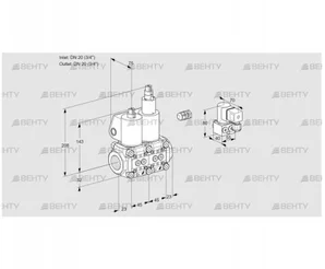 VCS1E20R/20R05NLWL/PPBY/MMMM (88101202) Сдвоенный газовый клапан Kromschroder