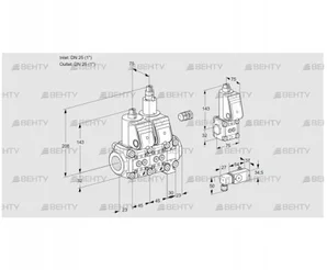 VCS1E25R/25R05NLVQR/4-PP/PPBS (88106384) Сдвоенный газовый клапан Kromschroder