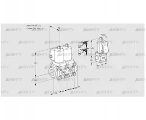 VCS1E25R/25R05NNWGL8/PPZS/MMMM (88104762) Сдвоенный газовый клапан Kromschroder