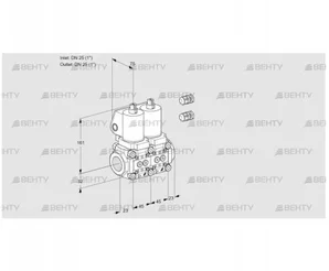 VCS1T25N/25N05NNKSL3/PPPP/PPPP (88105564) Сдвоенный газовый клапан Kromschroder