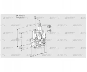 VCS1E25R/25R05NLKR3/PPPP/PPPP (88104810) Сдвоенный газовый клапан Kromschroder