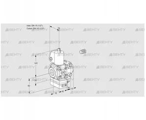 VAH1E15R/15R05HEVWL/PP/MM (88107695) Клапан с регулятором расхода Kromschroder